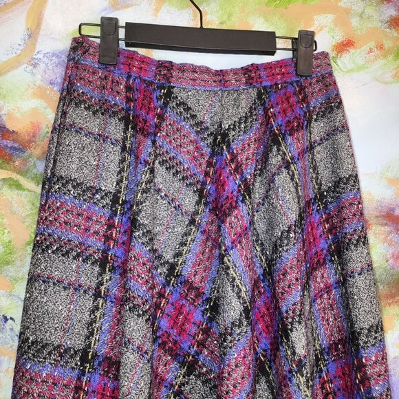 Vintage Evan Picone Tartan Plaid Wool Midi Skirt With Lining - Picture 3 of 14